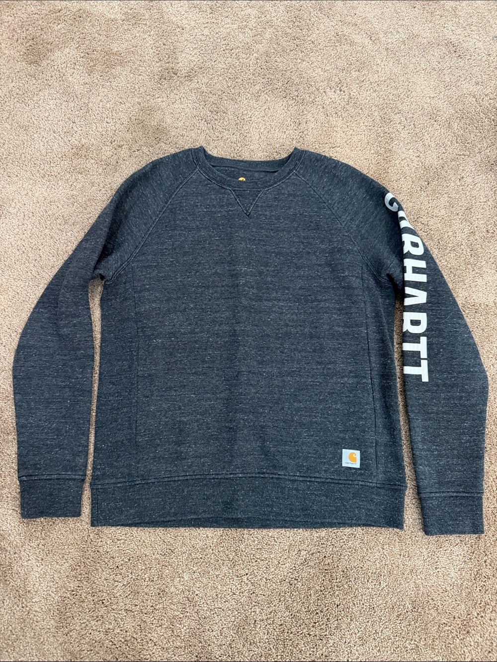 Carhartt Dark Heather Charcoal Crewneck Sweatshirt with Sleeve Logo